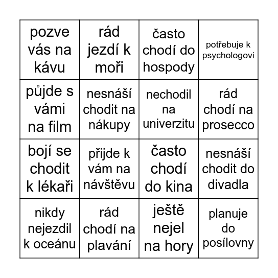 Najděte někoho, kdo... Bingo Card