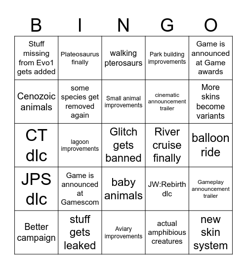 JWE3 Bingo Card