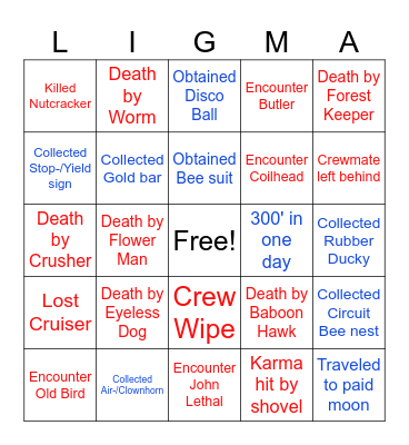 Ligma Company Bingo Card