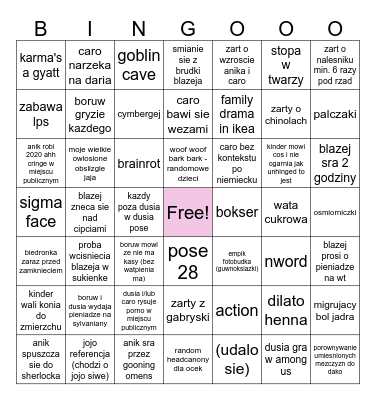 KURWA Bingo Card