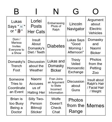 Part of the Ship Bingo Card