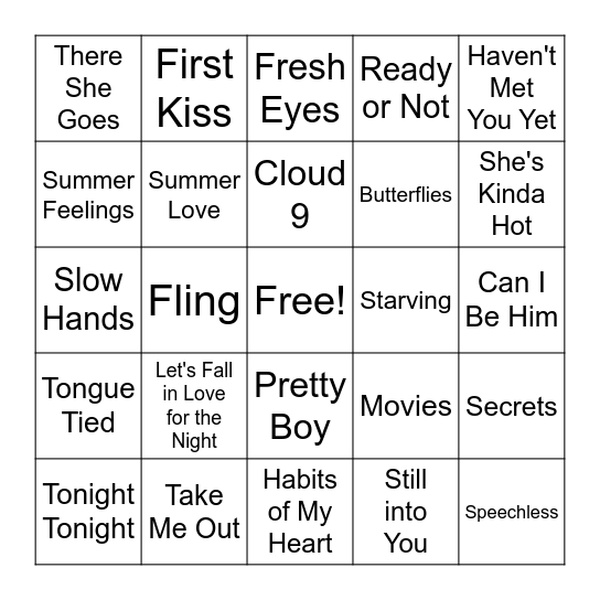 Round 1 - First Date Bingo Card