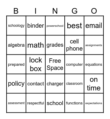 Syllabus Bingo Card