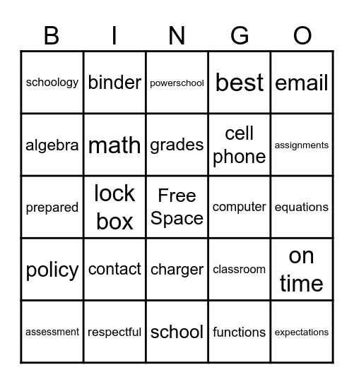 Syllabus Bingo Card