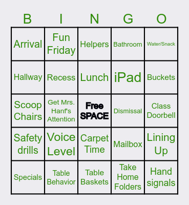 Back to School Bingo Card