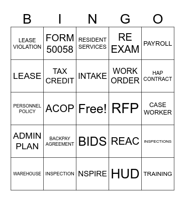 EHA BINGO Card