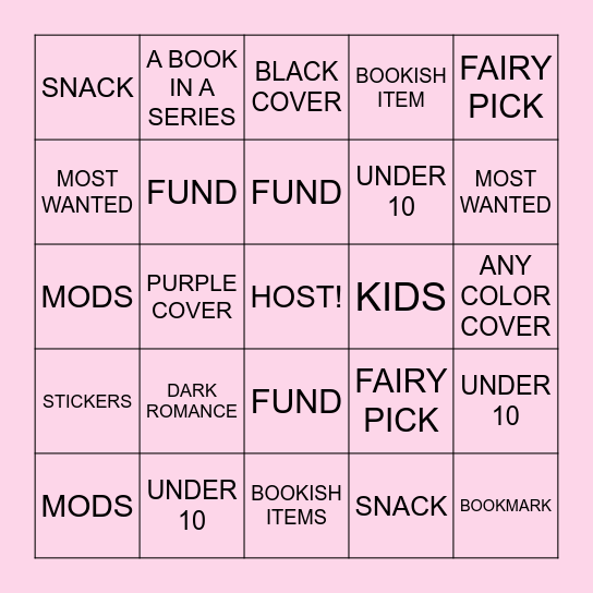 FREE ALL FAIRY Bingo Card