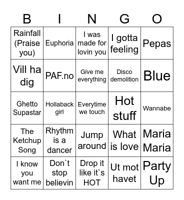 DJ Hot Shot Bingo Card