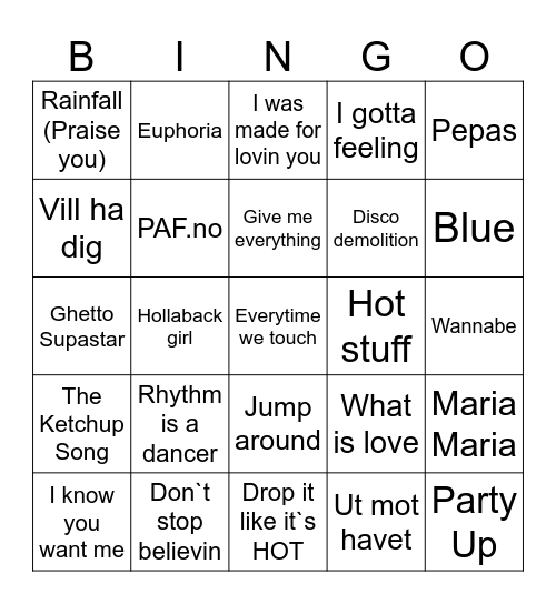 DJ Hot Shot Bingo Card