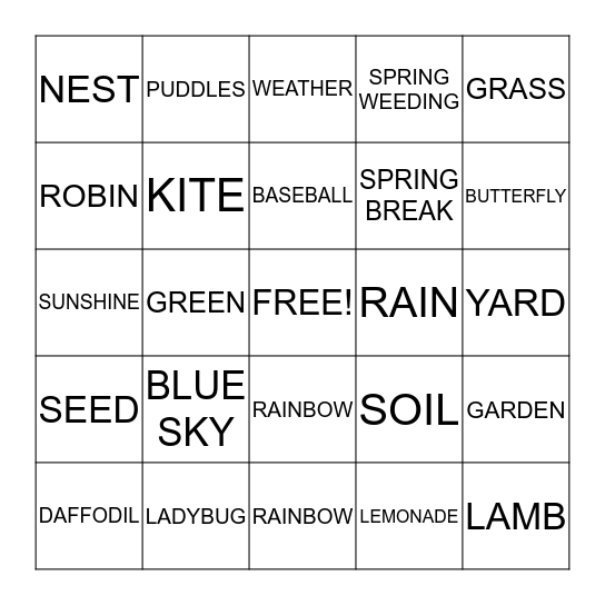 SPRING   BINGO   Bingo Card