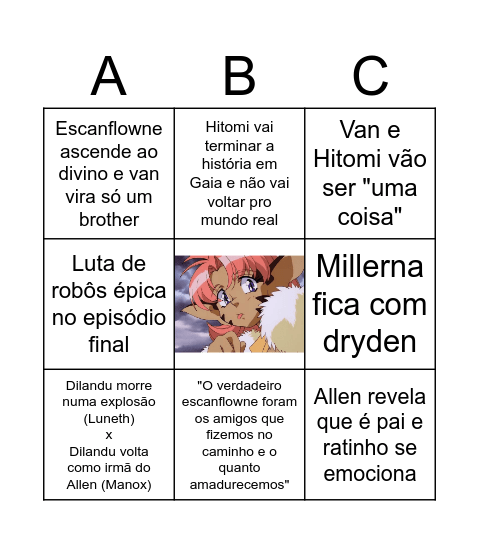 Escanflowne Predictions Bingo Card