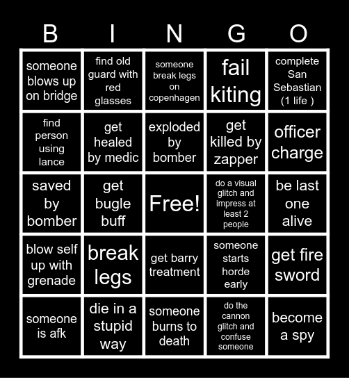 guts and blackpowder bingo Card