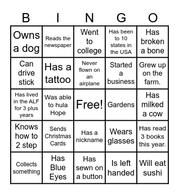 FIND SOMEONE WHO.... Bingo Card