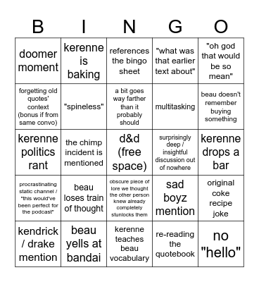 untitled bingo Card