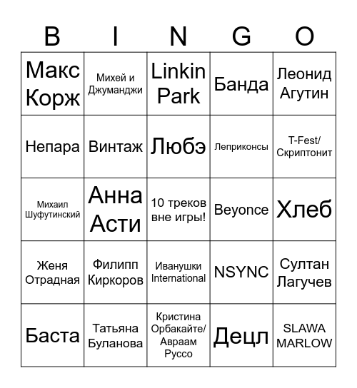 БИНГО Bingo Card