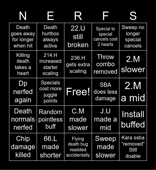 Nier 1.50 Bingo Card