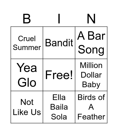 Music Bingo Card