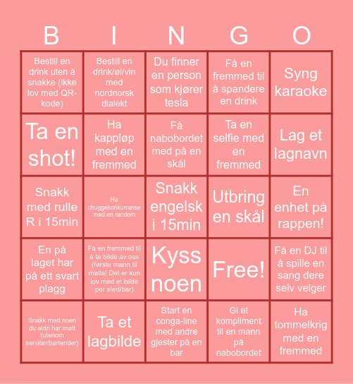 Pubcrawl 2024 Bingo Card