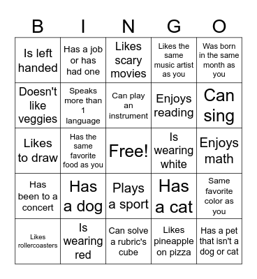 Untitled Bingo Card