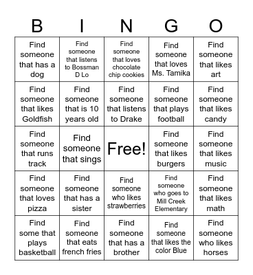 Get To Know You Bingo Card
