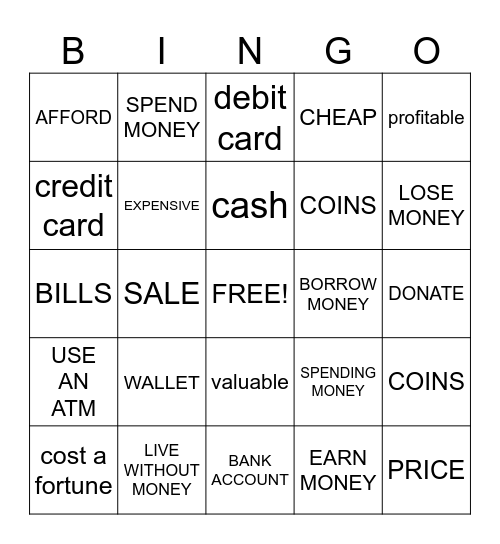 Money Bingo Card