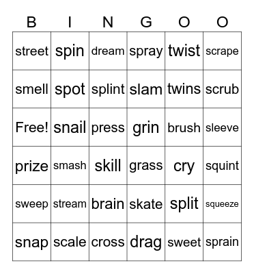 special Sounds Bingo Card