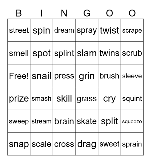 special Sounds Bingo Card