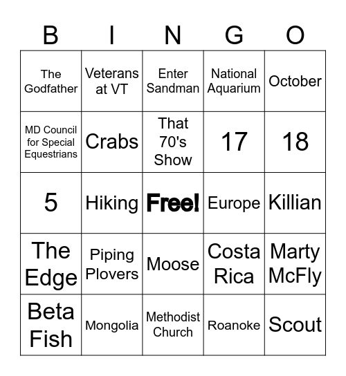 Untitled Bingo Card