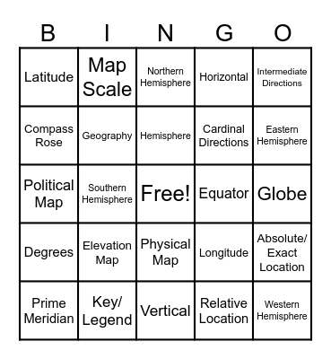 MAP SKILLS BINGO Card
