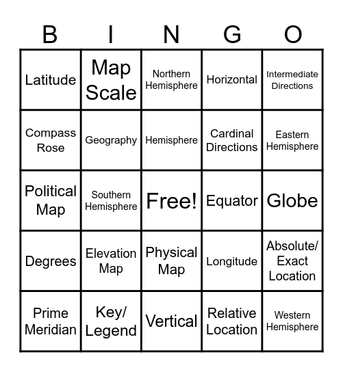 MAP SKILLS BINGO Card