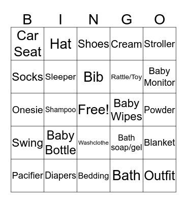 Baby Shower Bingo Card