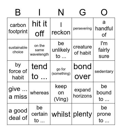 Grand Revision Bingo Card