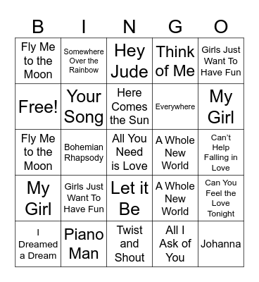 Live Music Bingo! Bingo Card