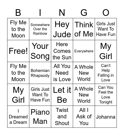 Live Music Bingo! Bingo Card