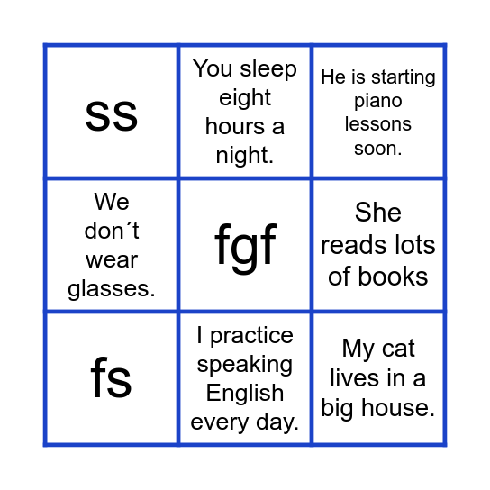 Present Simple vs Present Continuous Bingo Card