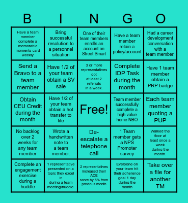 Regional TM Engagement Bingo -September Bingo Card