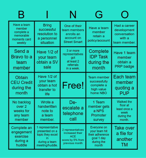 Regional TM Engagement Bingo -September Bingo Card