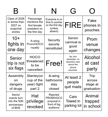 BHS SCHOOL YEAR 24-25 Bingo Card
