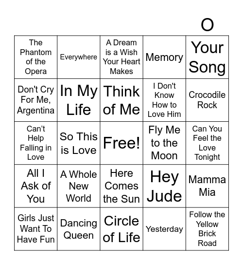 Live Music Bingo! Bingo Card