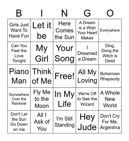 Live Music Bingo - Round 1! Bingo Card