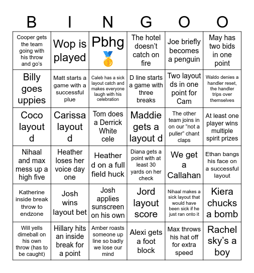 PBHG CUC BINGO Card