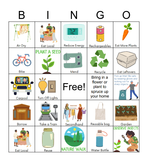 Environmental Committee Bingo Card
