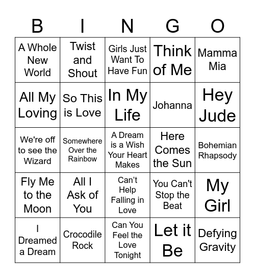 Live Music Bingo! Bingo Card