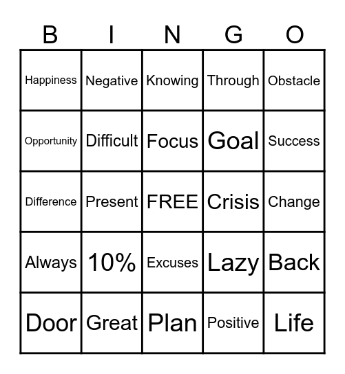 Mental Health Quotes Bingo Card