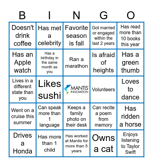 Find someone who... Bingo Card