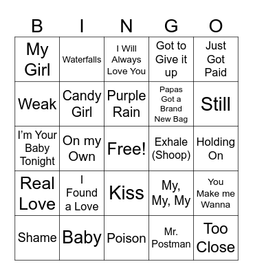 M U S I C Bingo Card