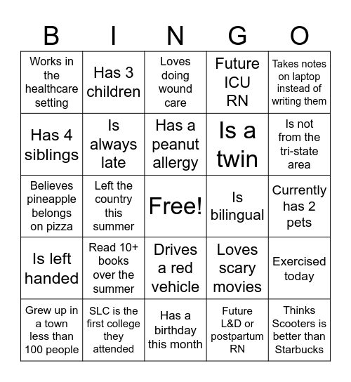Find someone who..... Bingo Card
