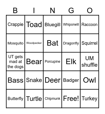 Pigeon Creek Bingo Card