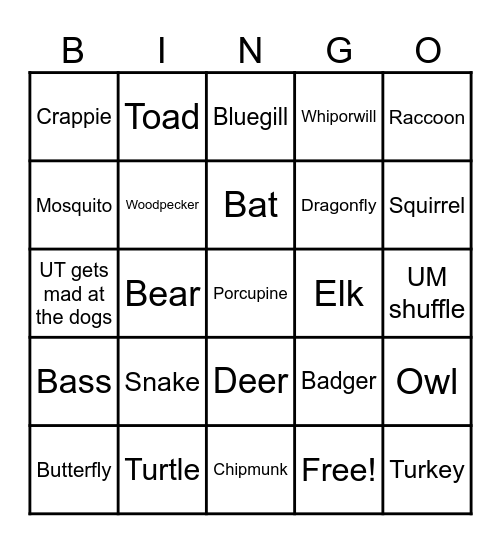 Pigeon Creek Bingo Card