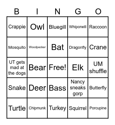 Pigeon Creek Bingo Card